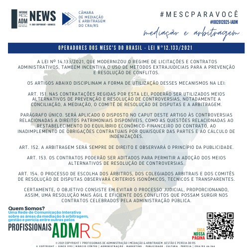 Operadores dos MESC'S do Brasil lei nº 12.133/2021